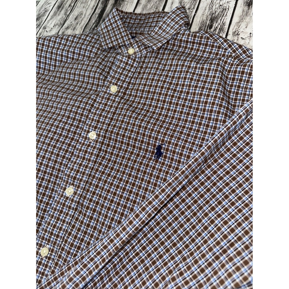 POLO‎ RALPH LAUREN Plaid Shirt Size Medium Button Up Cotton Stretch